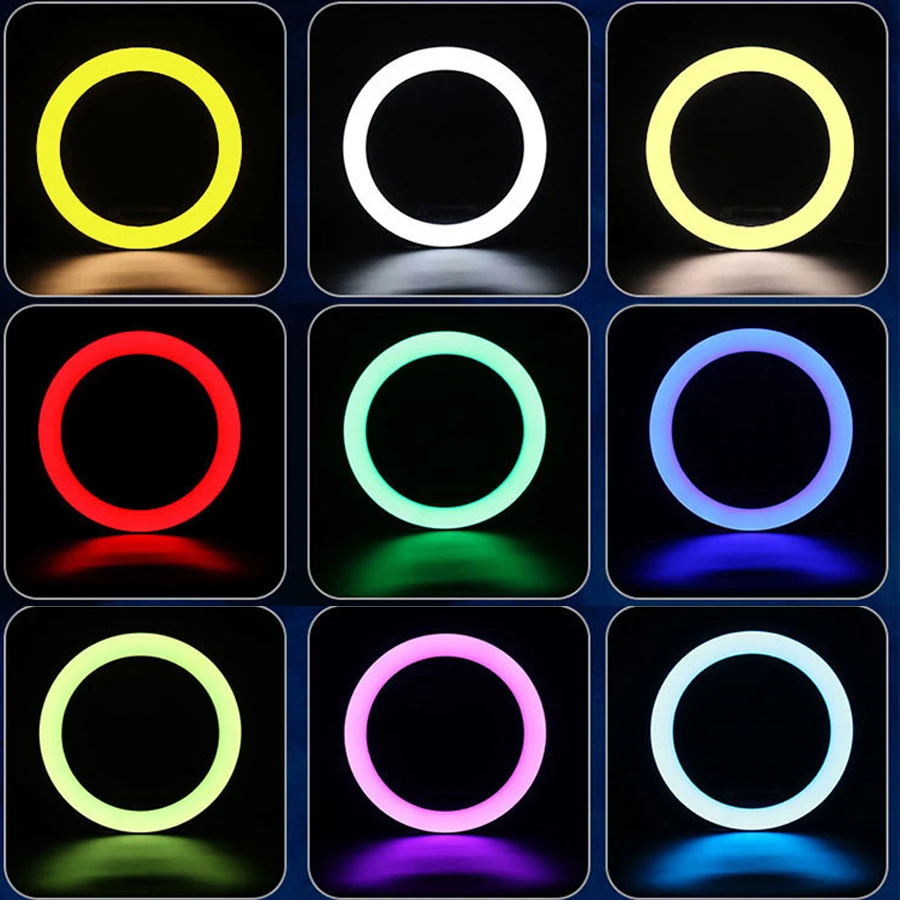 MAMEN 6/8/10/13 дюйма RGB светодиодный кольцевой светильник для селфи 12 уровней