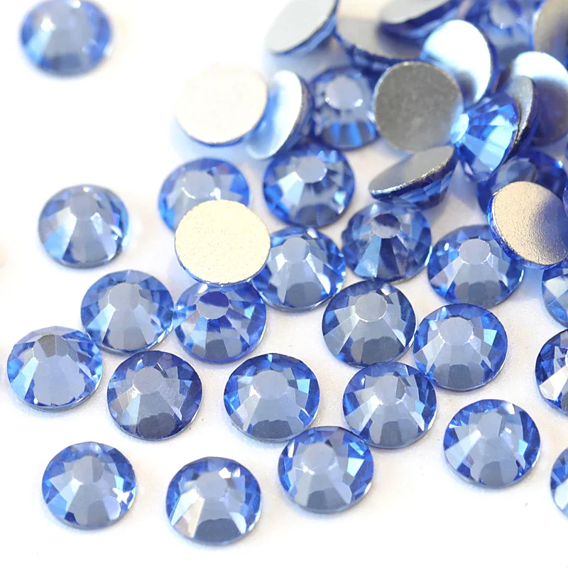 

SS3-SS34 Lt.sapphire Glass Non HotFix Rhinestones Blue Nail Art Stone Glitter Rhinestone for Nails Art Decorations H0022