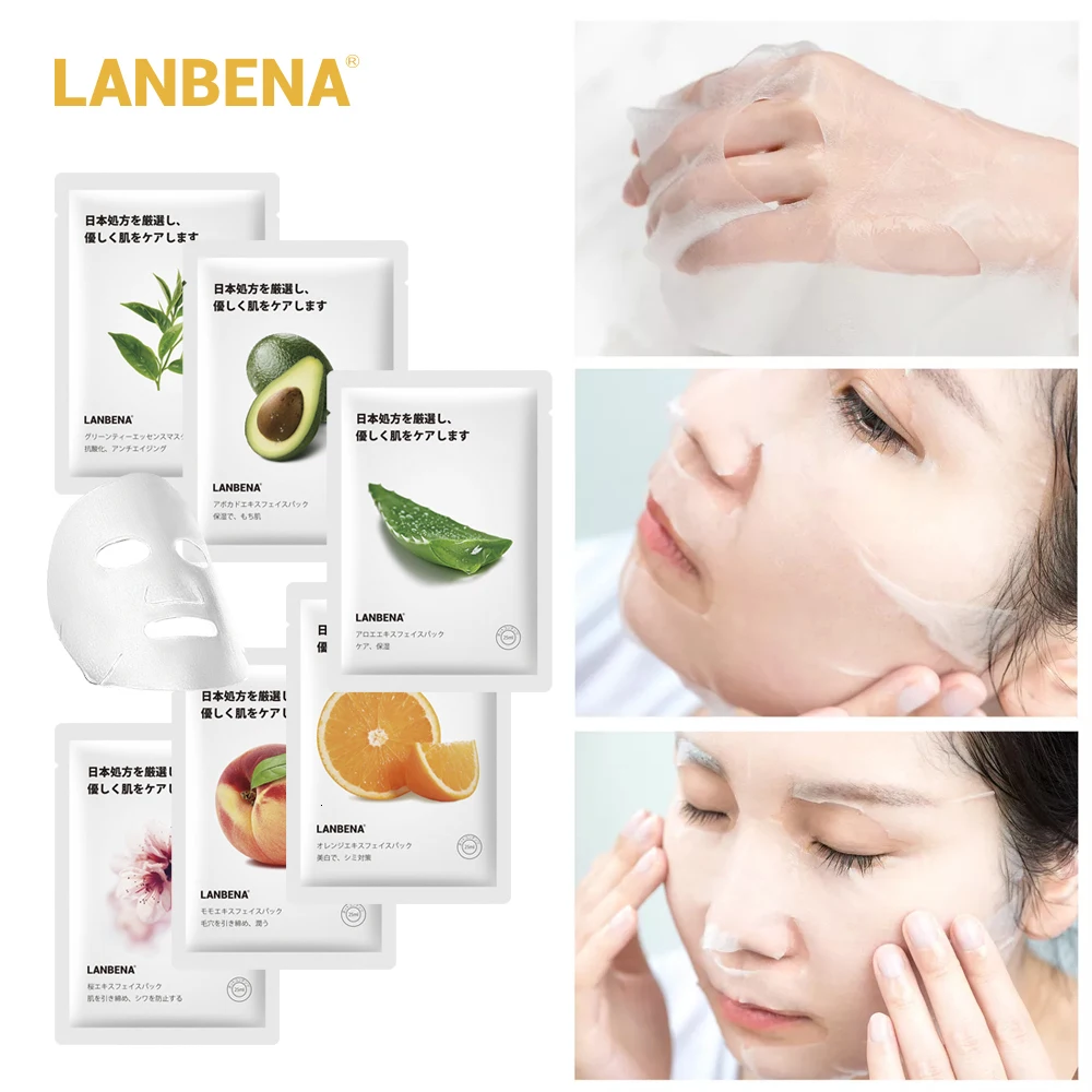 Маска для лица LANBENA с фруктами японская Современная Отбеливающая увлажняющая