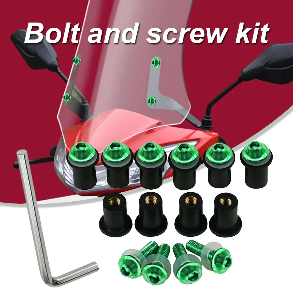 10x M5 Винты для ветрового стекла комплект болт резиновые гайки шайбы зеленый Yamaha
