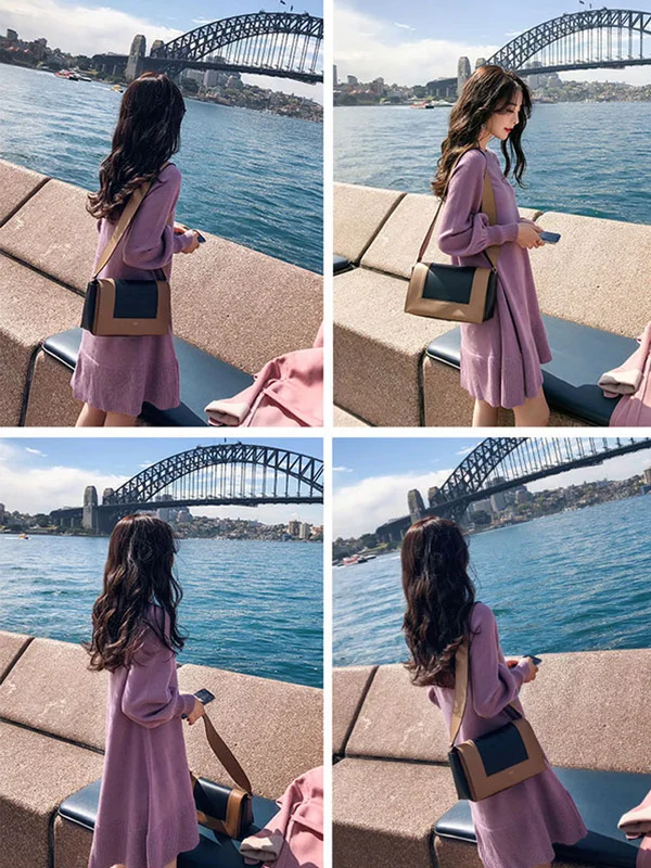 

Осенняя Новинка, облегающая Талия, Женская средней длины, выше колена