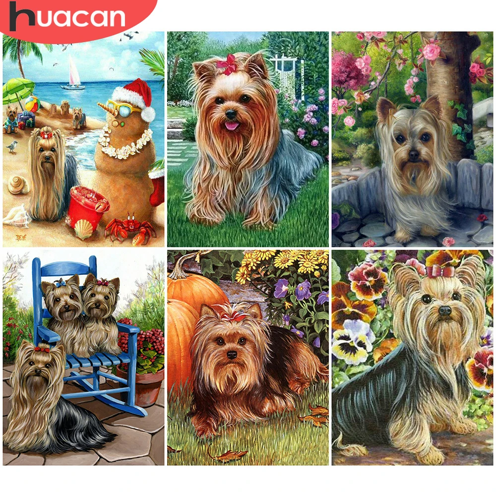 

HUACAN DIY Diamond Painting Dog Diamond Embroidery Animal Full Square Round Mosaic Rhinestone Home Decor