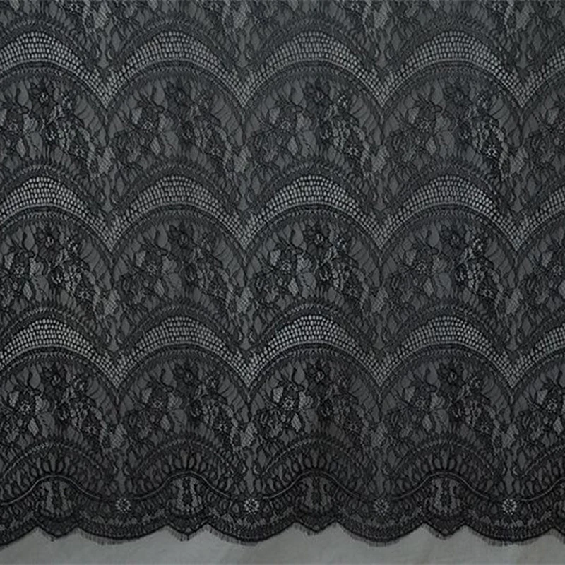 

Thin Soft Lace Fabric French Eyelash Wedding Veil Dress Dress Clothing Eyelash Wave Hollow Lace Fabric Needlework V2356