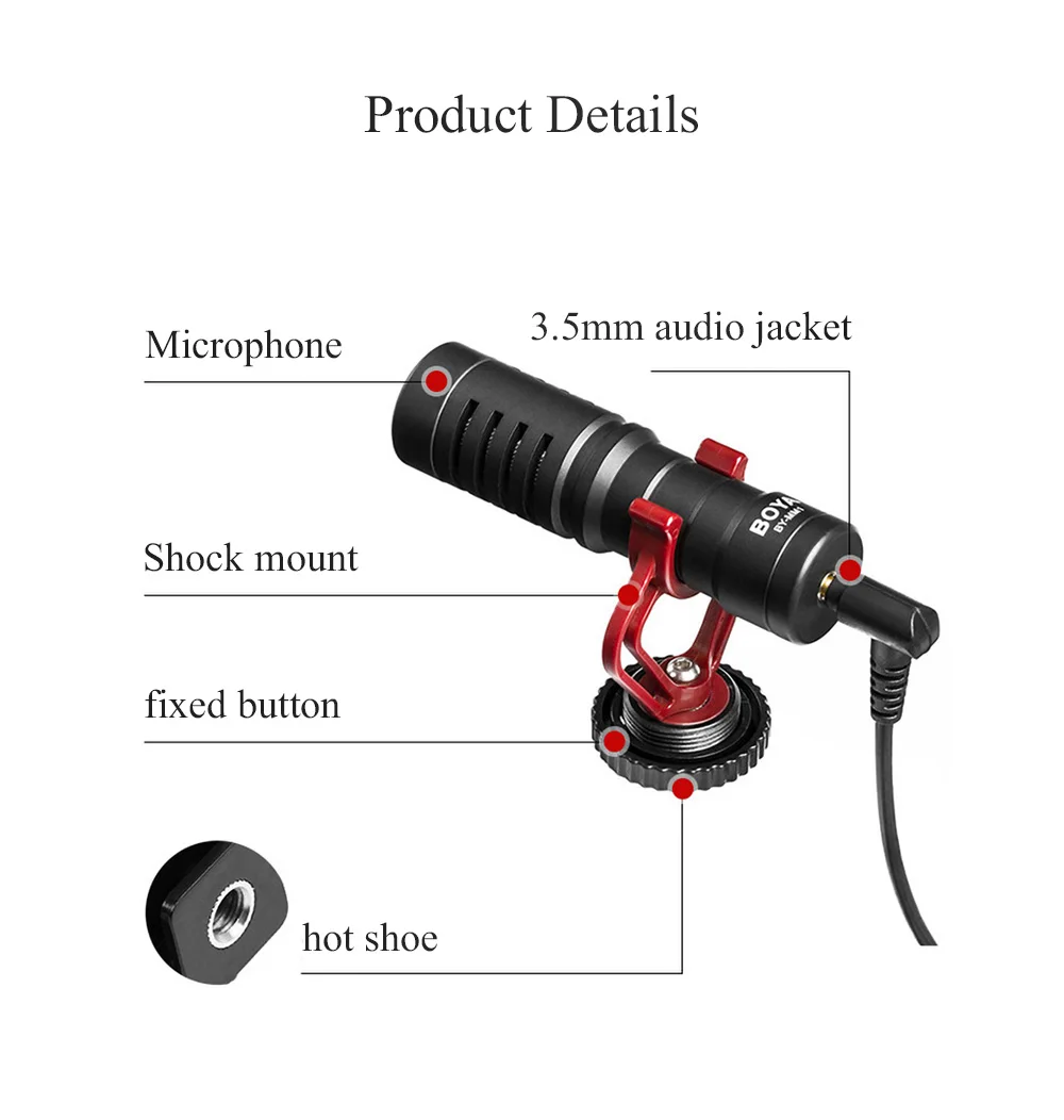BOYA Cardioid компактный универсальный телефонный микрофон для смартфона DSLR камера видеокамера аудио рекордер ПК аудио видео запись
