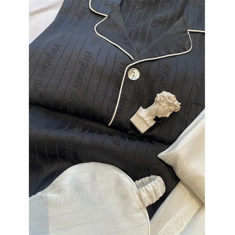 QWEEK ледяная шелковая женская пижама сатиновая Пижама с буквенным принтом Осенняя