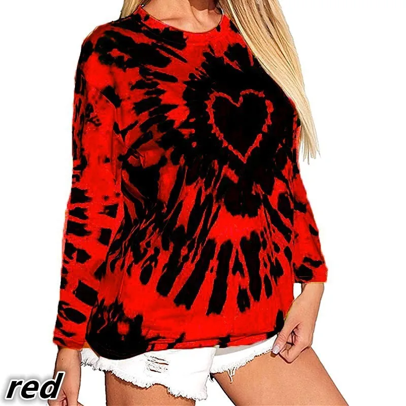 Для женщин с длинными рукавами круглым вырезом проектом галстук &quotлюбовь&quot-dye