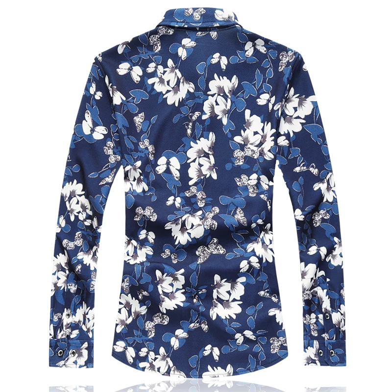 

Loldeal Men Casual Oversized Shirts New Fashion Floral Camisa Masculina Flowers Men Long Sleeve Shirts