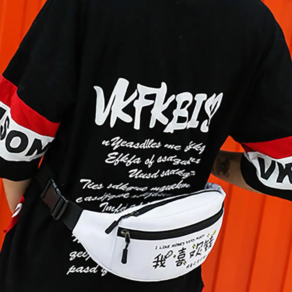 2019 черная и белая мужская женская модная спортивная поясная сумка с карманом на