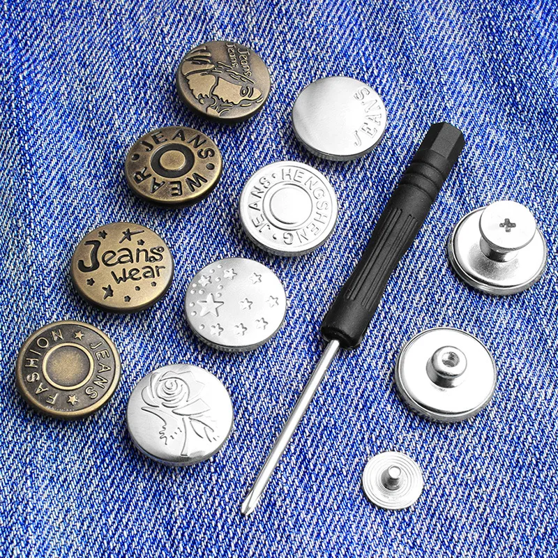 10pcs Jeans Waist Button Sewing-free Metal Men's Women's Denim Jacket Detachable Buckle Accessories | Дом и сад