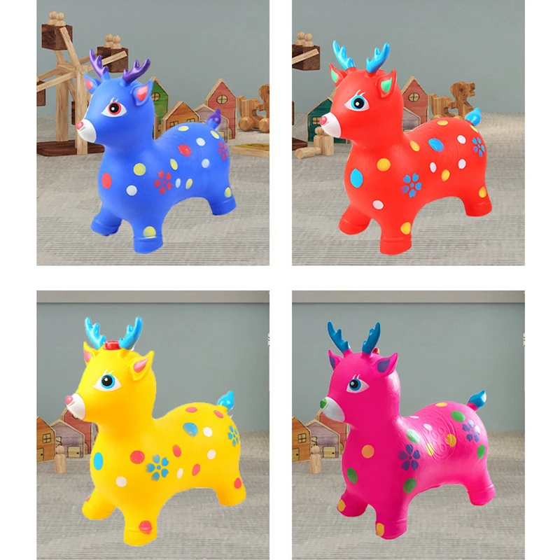 

Kid Inflatable Jumping Deer Seat Toy Toys And Girls PVC Inflatable Animal Thick Safety Material Mount Toy Inflatable Animal Doll