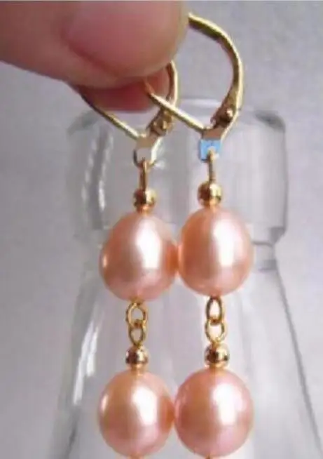 Бесплатная доставка новый красивый дизайн Южно морские розовые серьги с