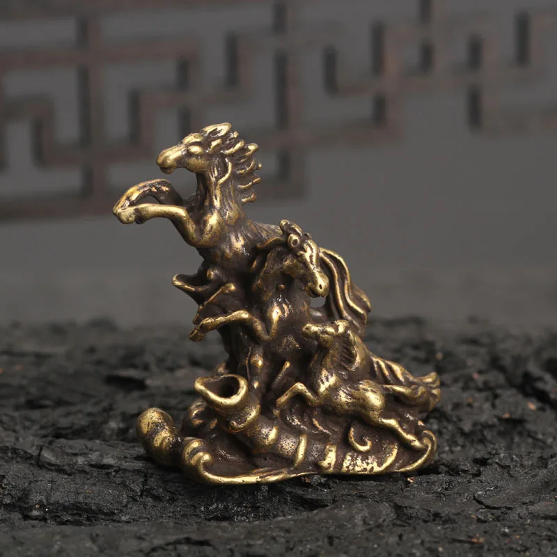 Маленькая статуя из твердой латуни для бега украшения дома курильница гостиной