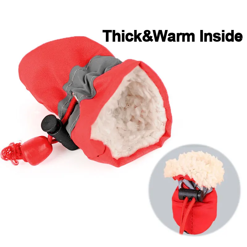 Водонепроницаемая зимняя теплая обувь для собак 4 шт./компл. Нескользящая Толстая