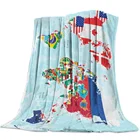 Flannel Blanket for Bed World Map Earth Sea Throw Blanket Portable Soft Blanket Warm Sofa Bed Sheets Blanket for Picnic
