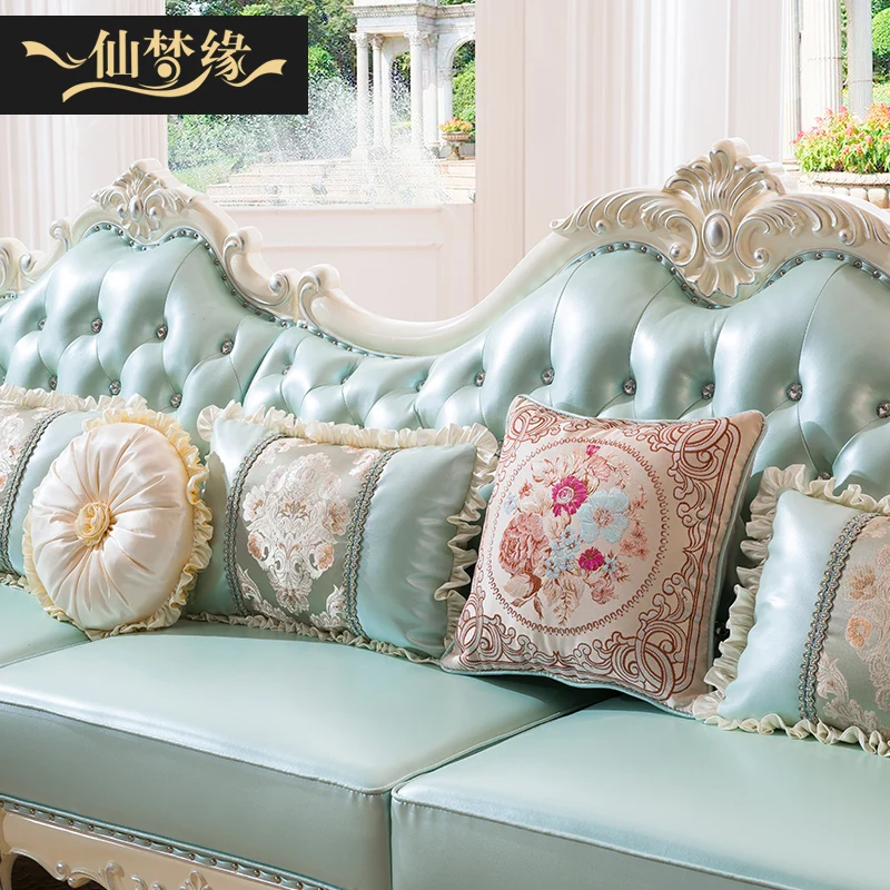 Preise Europäischen Stil Villa Wohnzimmer Leder Geschnitzte Sofa Licht Luxus Master Qualität