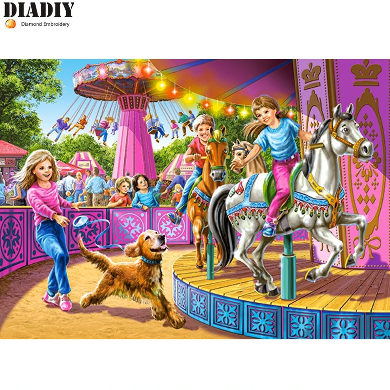 

Full round drill 5D DIY Diamond embroidery Spinning Carousels Diamond Painting Cross Stitch Rhinestone Mosaic decoration