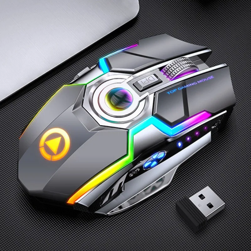 

A5 Wireless Mouse Rechargeable Silent RGB Gaming Mouse 1600 DPI LED Backlit 2.4G 7 Keys USB Computer Mice For Laptop PC Gamer