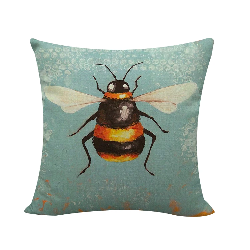 

Nature Insect Pattern Design Decor Throw Pillow Cases Hive Bee Printed Cushion Covers For Sofa Car Couch Armchair Seat 45x45cm