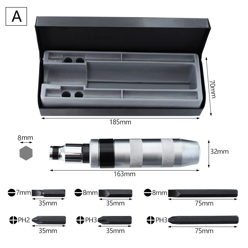 7pcs/set Impact Screwdriver with PH2 PH3 Phillips 7mm 8mm Slotted Bits Set CR-V Driver Repair Hand Tool | Инструменты