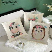 fuwatacchi christmas cushion cover cartoon animal photo pillow case home decor elephant monkey deer printed pillowcase for sofa