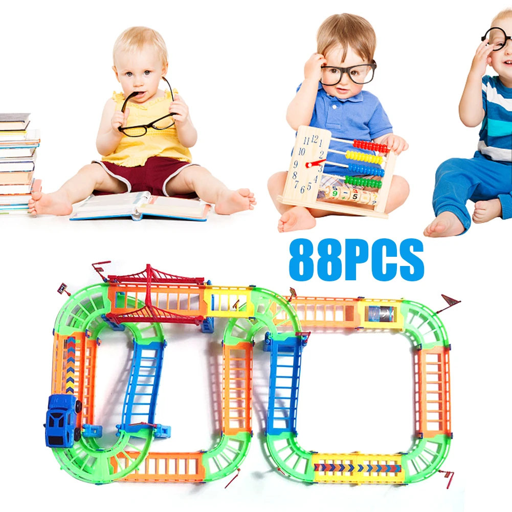 

Flexible Race Simulation Track Car Toys Bend Train Rails Kid DIY Assembling Play Toy Set Early Educational Toy for Gift