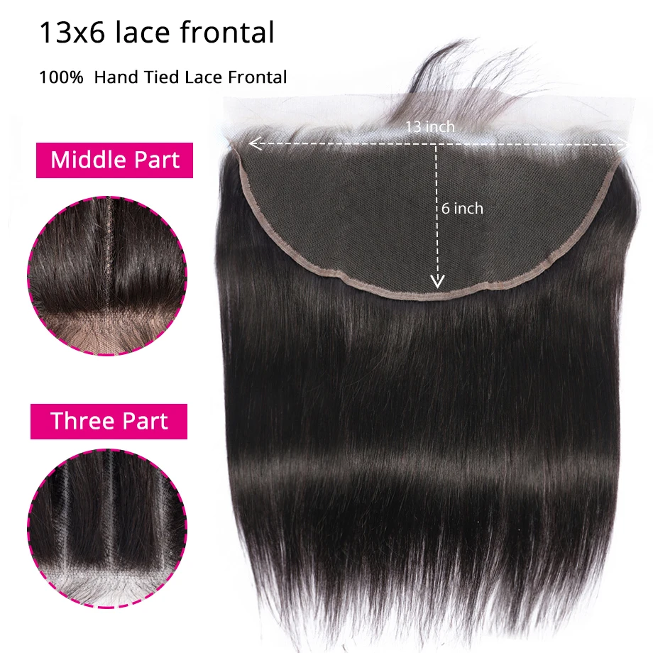13x6 закрытие шнурка человеческих волос фронтальной бразильские прямые волосы уха