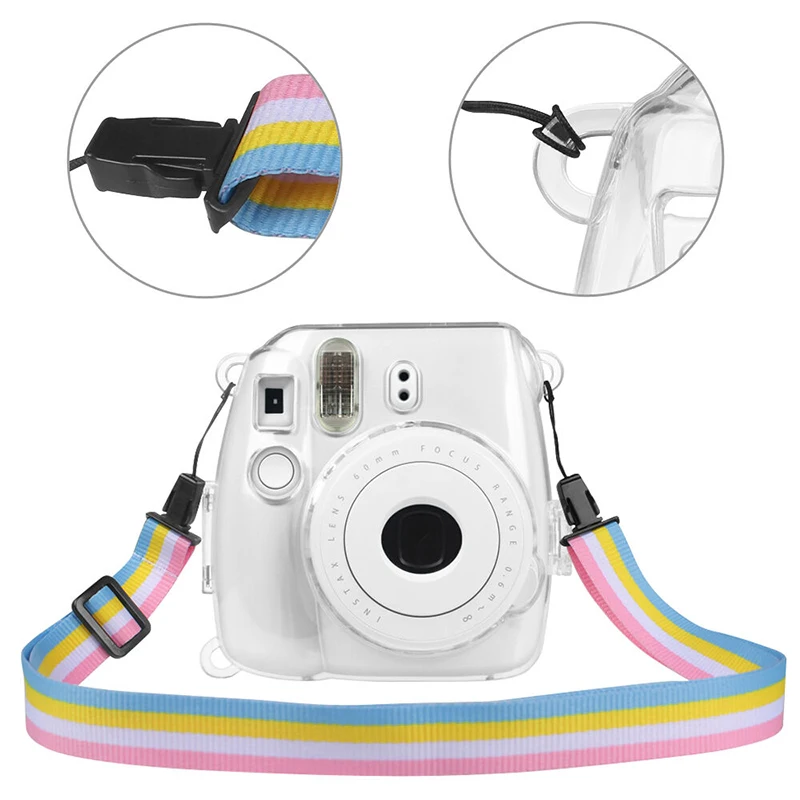 Камера чистой твёрдой ПВХ чехол с крышкой ремешком для Fujifilm Instax Mini 9/8/8 + WIF66|Чехлы