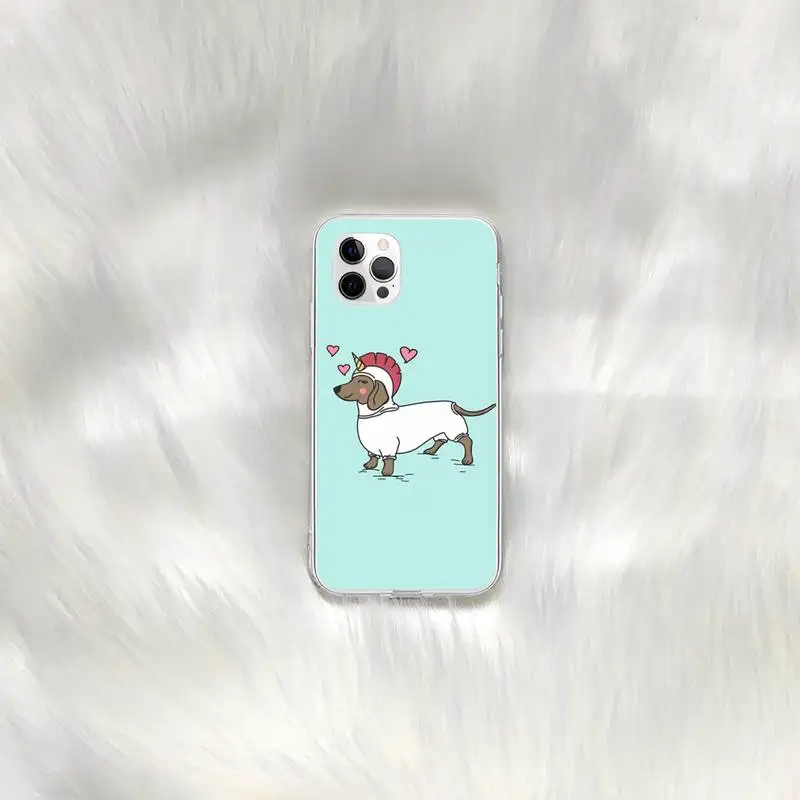 

Cartoon Dachshund Sausage Dog Phone Case for iphone 6s 7 8plus xr xs max 11 12 pro max mini clear cover