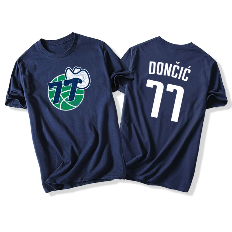 Лука Doncic баскетбольные хлопковые Для мужчин футболка NO.77 футболки Повседневное