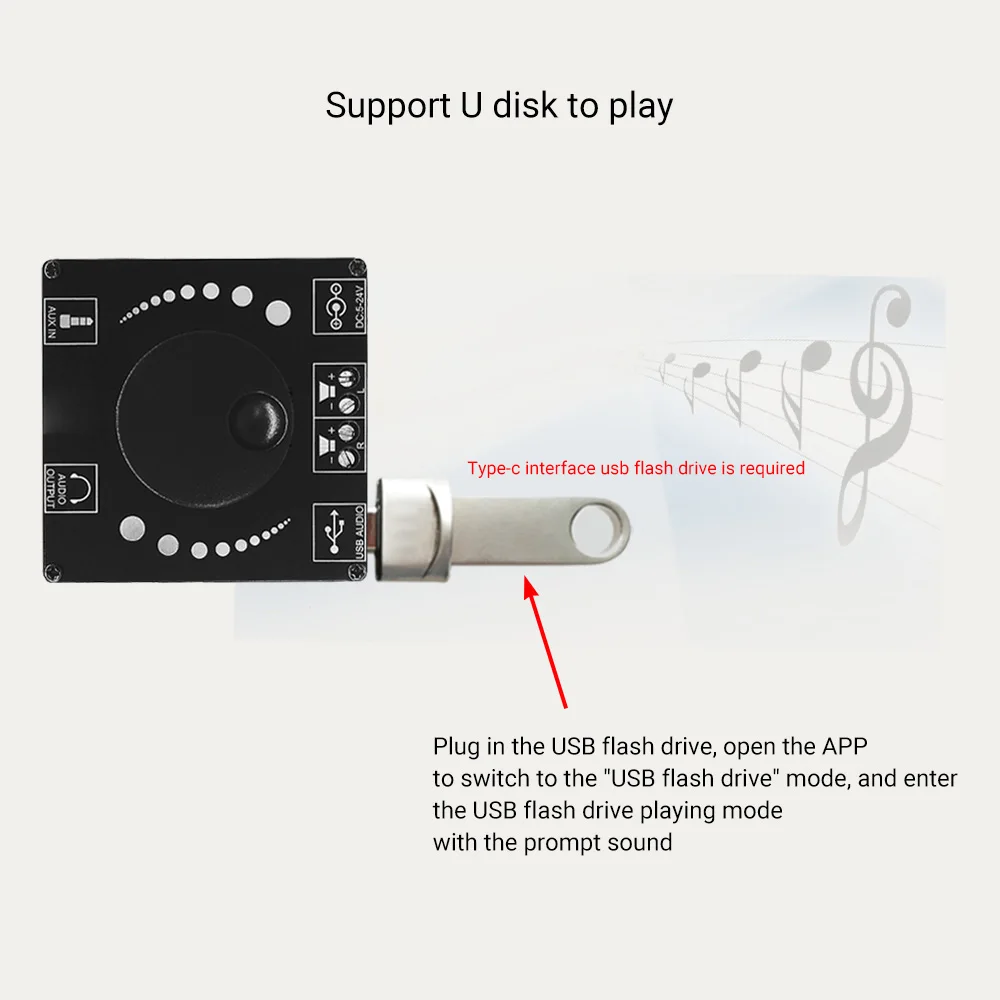 

2*50W Wireless Digital Audio Power Amplifier Bluetooth 5.0 Speaker HiFi Stereo 2.0 Channel Music USB Sound Card AMP