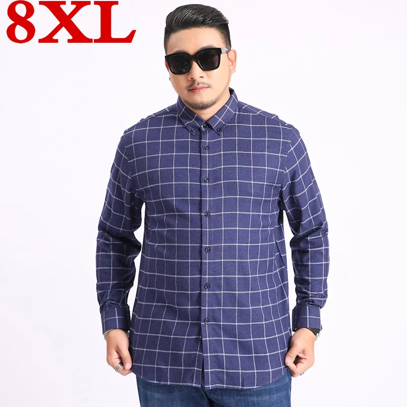 

2021 Iwhanker Plus size Spring and Autumn Brand Men Clothes Slim Fit Men Long Sleeve Shirt Men Plaid Cotton Casual Men Shirt
