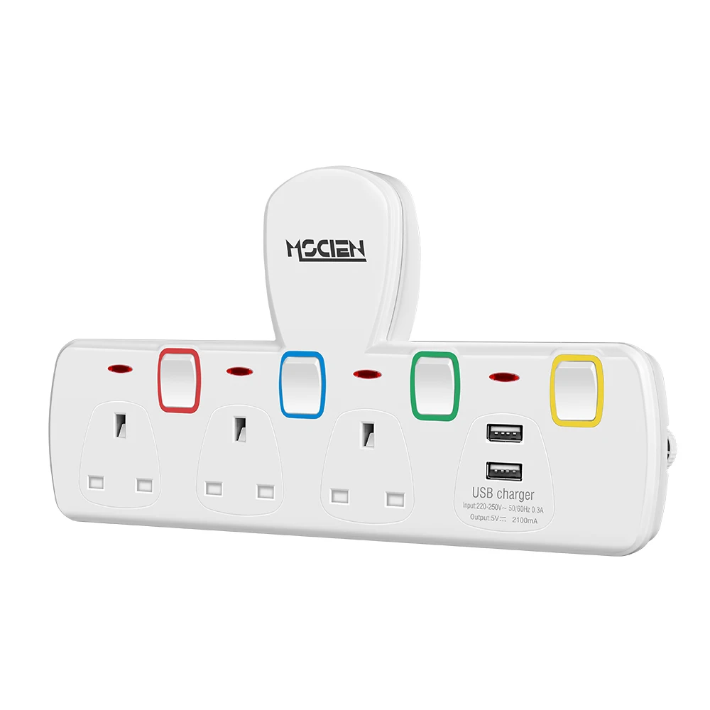 Штепсельная Вилка Великобритания 3 способа с USB Mscien настенная розетка расширение