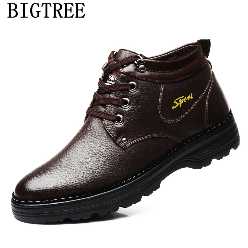 Зимние ботинки Мужская обувь в стиле милитари Ботильоны зимняя Кожаные