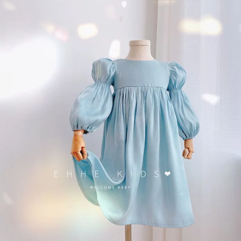 Платье для девочек 20 Осеннее новое платье принцессы с пышными рукавами и