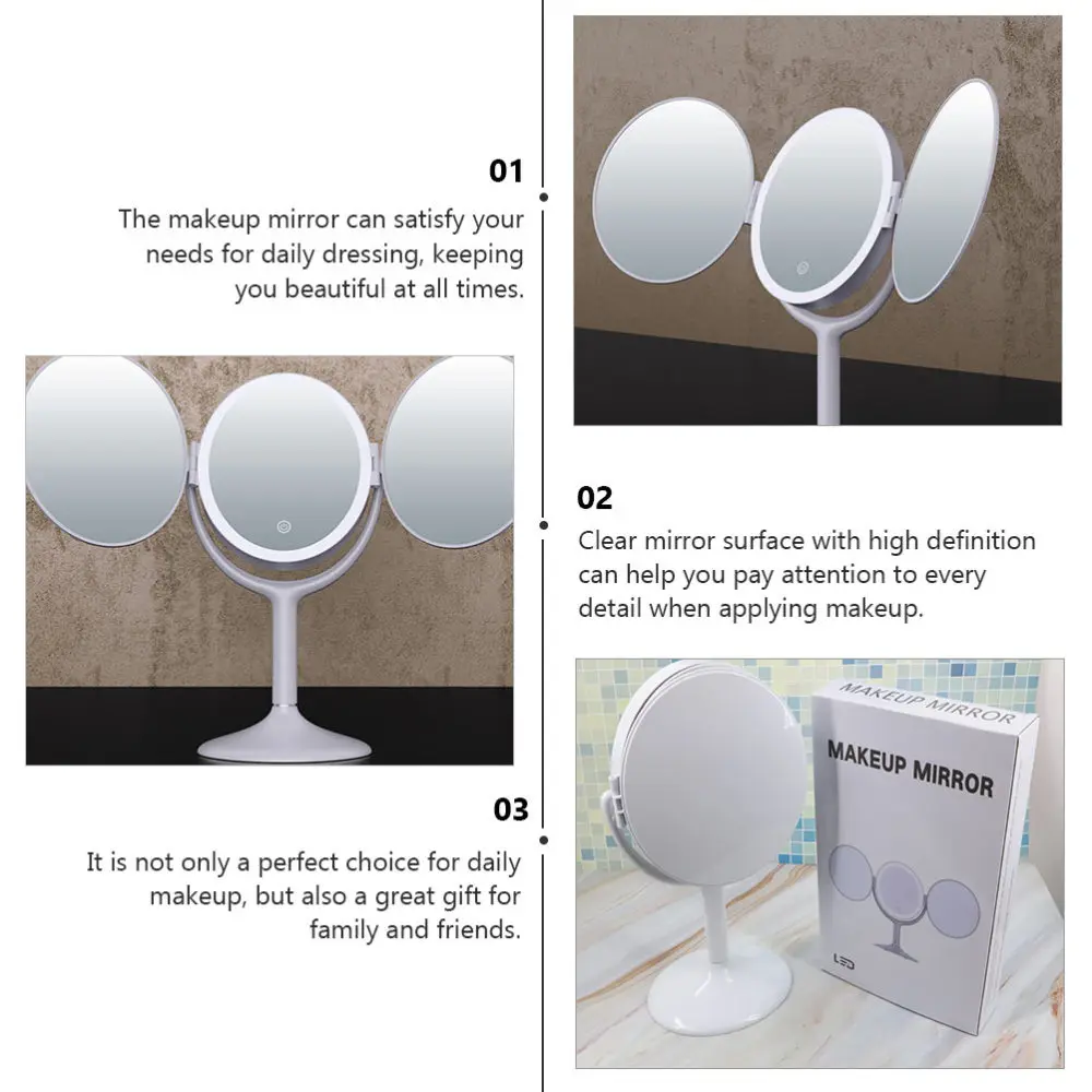 

1Pc LED Touch Makeup Mirror Tabletop Beauty Mirror for Without Battery