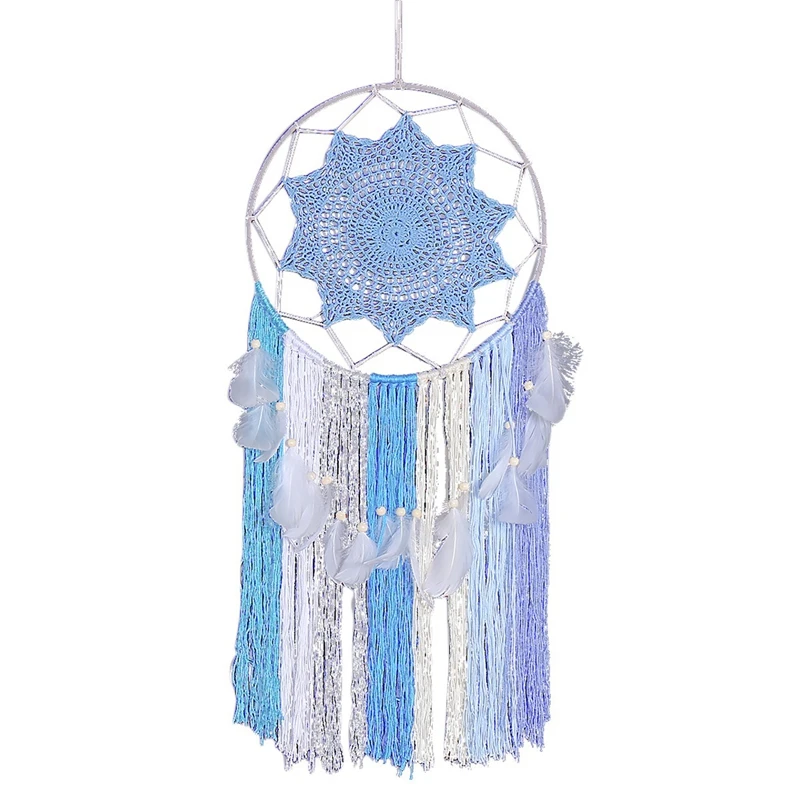 

Ловцы снов Blue Macrame, большой Ловец снов для украшения стен, Ловец снов с кисточкой для гостиной, настенные монеты