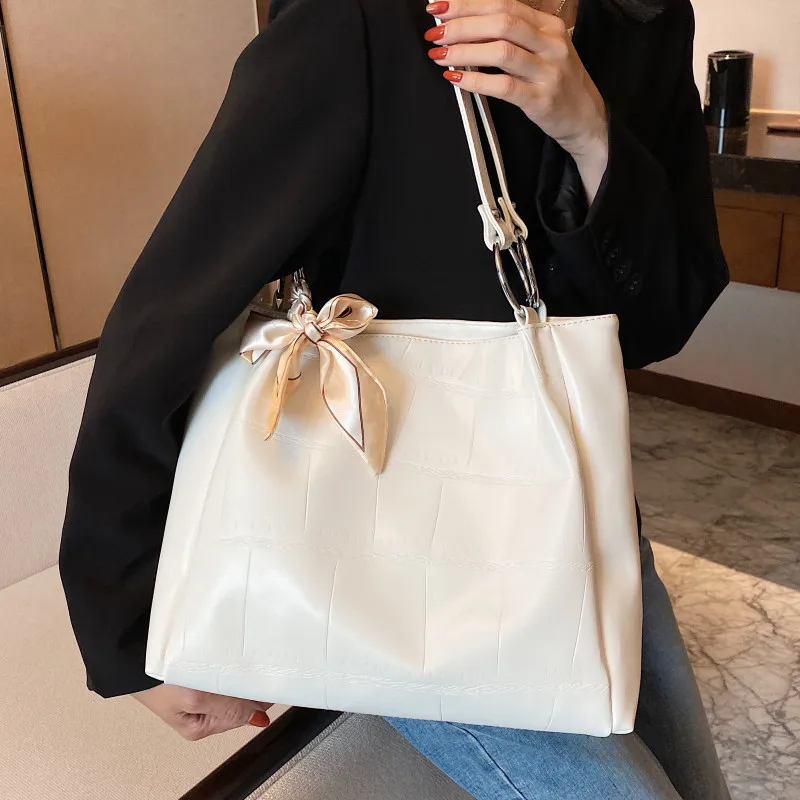 

Big Size Shoulder Bags for Women Luxury Leather Tote Bag Large Capacity White Shopper Bag Ladies Brand Design Plaid Handbags Sac