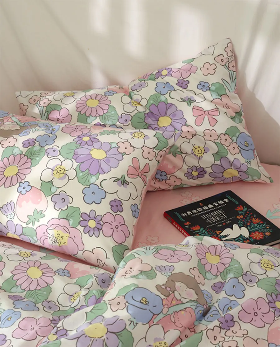 Комплект постельного белья с цветами в рустикальном стиле для