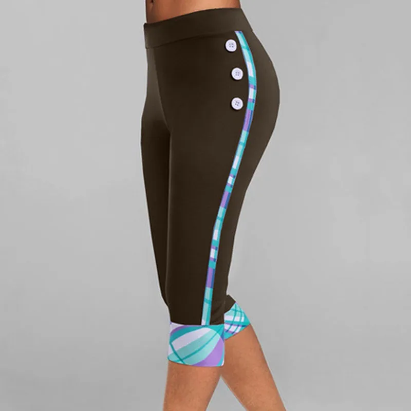 

Casual Tight Sexy Comfortable High Waist Cropped Trousers Simple All-Match Colorful Ladies Knee-Length Trousers