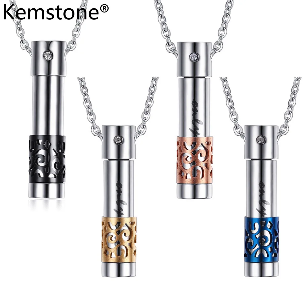 Ожерелье из нержавеющей стали в виде цилиндра цвета черного синего розового