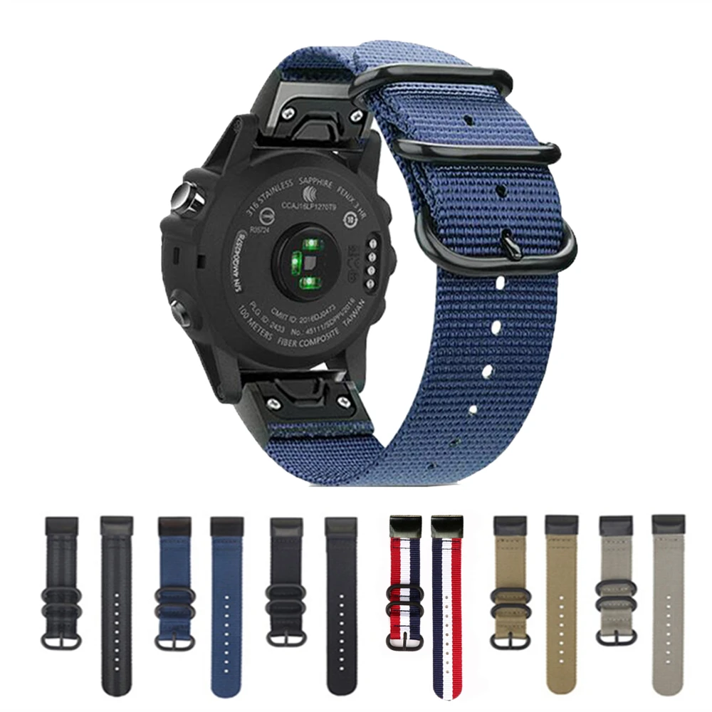 Ремешок нейлоновый для наручных часов Garmin Fenix 6S 6 6X 5S 5 5X 3 3HR Forerunner 935 945