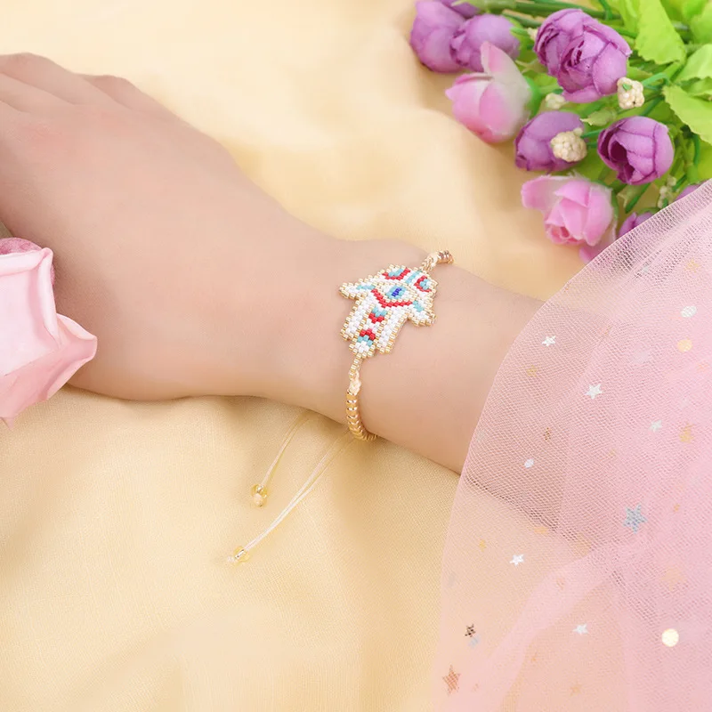 Женский браслет в стиле бохо с розовыми сердечками браслеты ручной работы