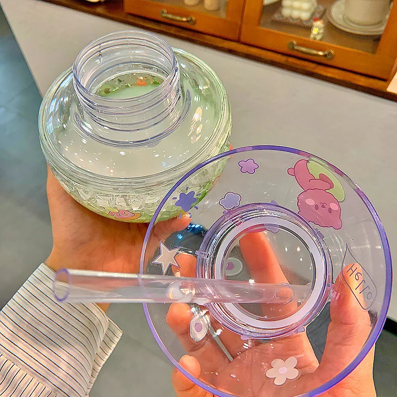 Креативная сферическая бутылка для воды с крышкой соломенная Милая наклейка