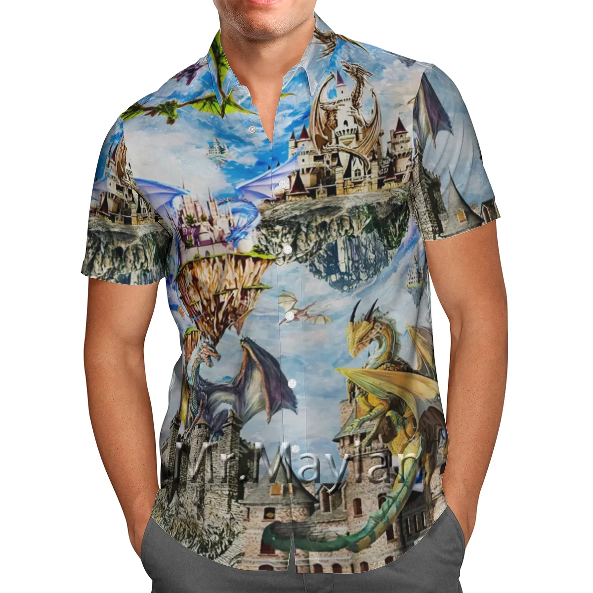 

Smaug Dragon 3D Printed Beach Hawaiian 2021 Summer Shirt Short Sleeve Shirt Streetwear Oversized 5XL Camisa Social Chemise Homme