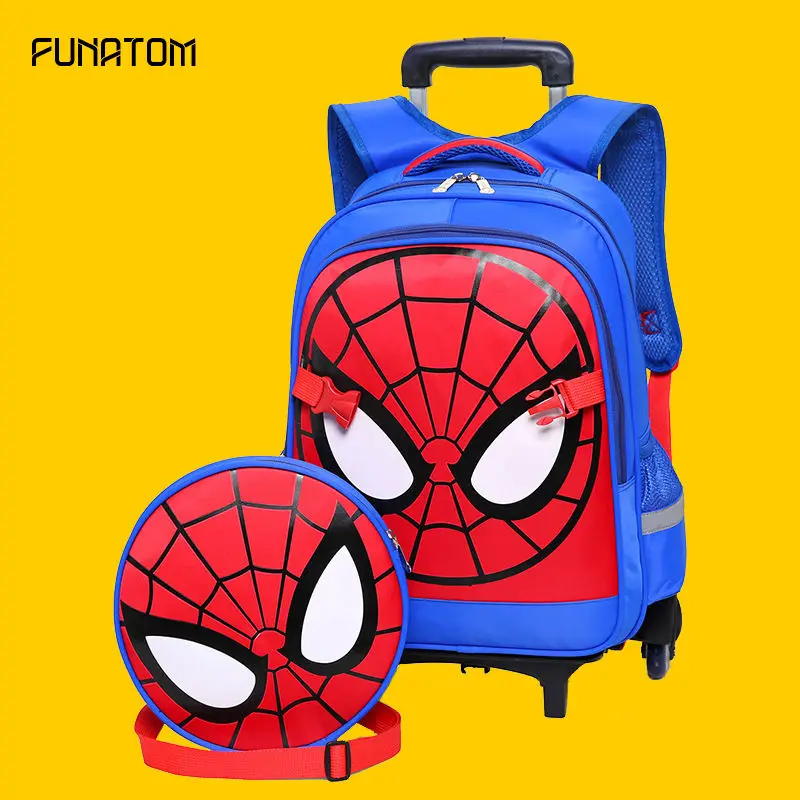 Spideman/детские школьные сумки для мальчиков детские с 2/6 колесами рюкзак девочек