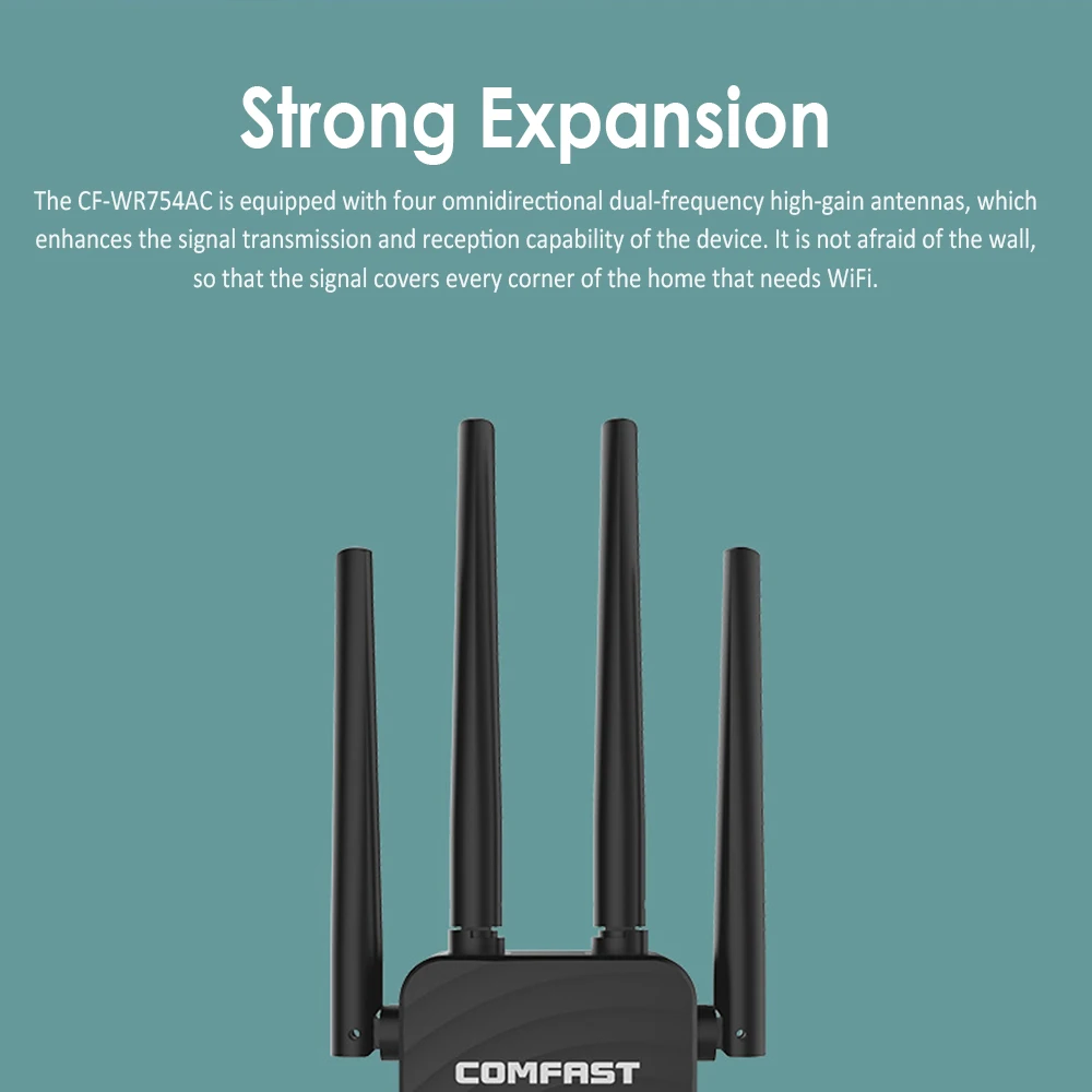 Comfast 1200 Мбит/с беспроводной Wifi расширитель Wifi ретранслятор/маршрутизатор двухдиапазонный 2,4 и 5,8 ГГц 4 Wi fi антенна большой дальности усилитель сигнала