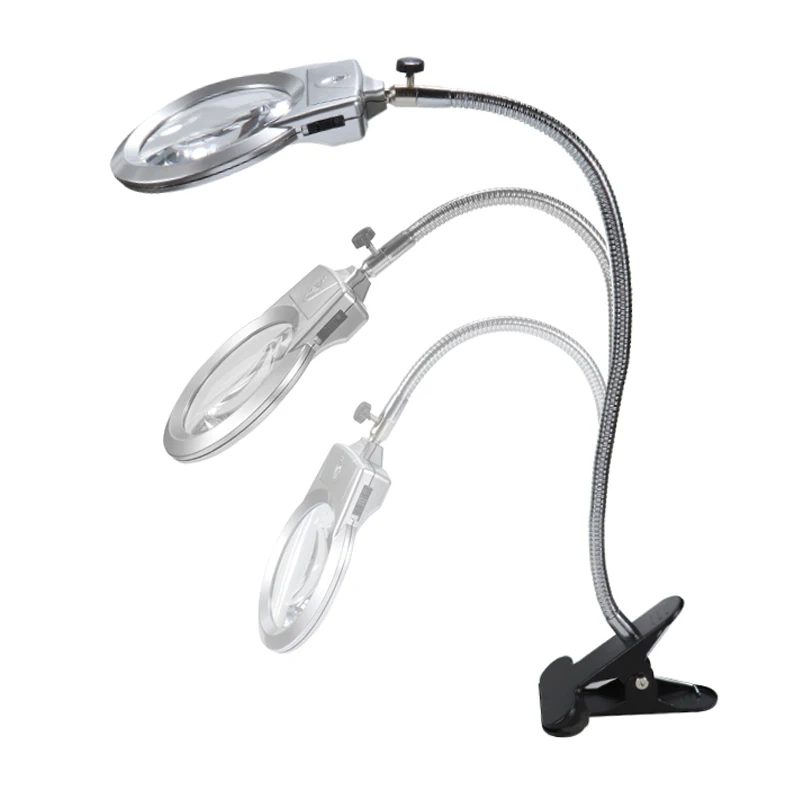 Светодиодный освещающая Лупа металлический шланг увеличительное клип на