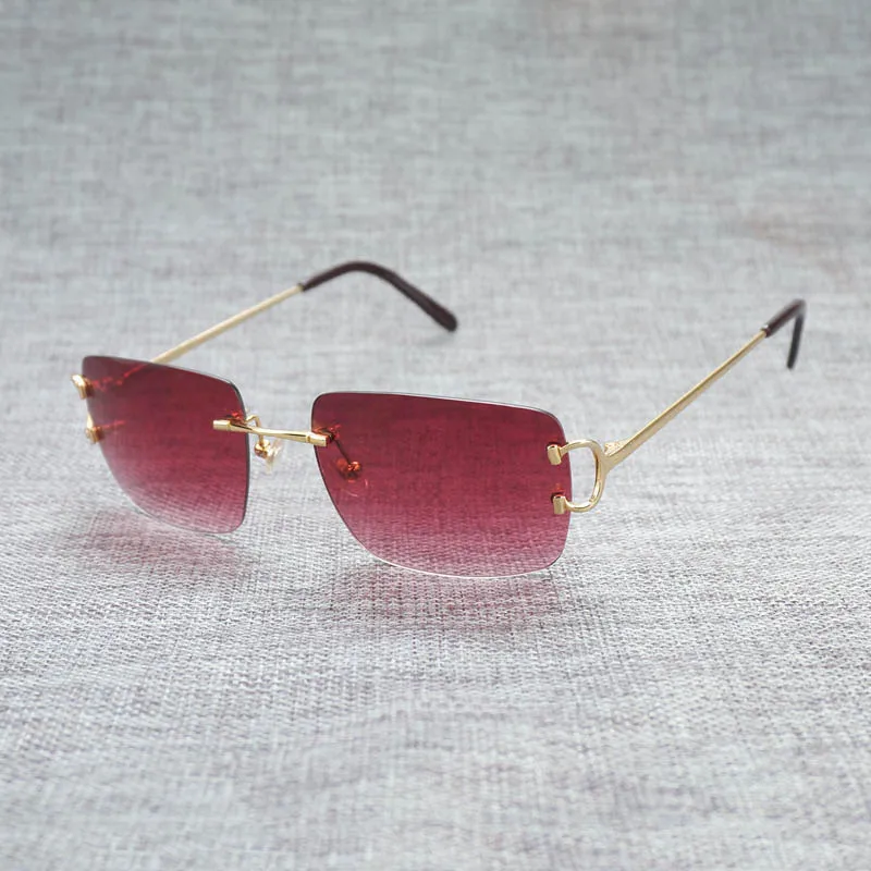 Винтажные Квадратные Солнцезащитные очки без оправы большие размеры мужские с