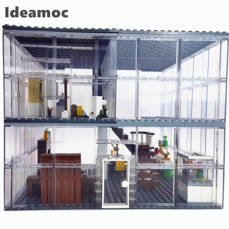 

City Glass House Building Blocks Toys for Children Compatible Creator Friends Bricks MOC 2 Floors Buildings Baseplates Kids Gift