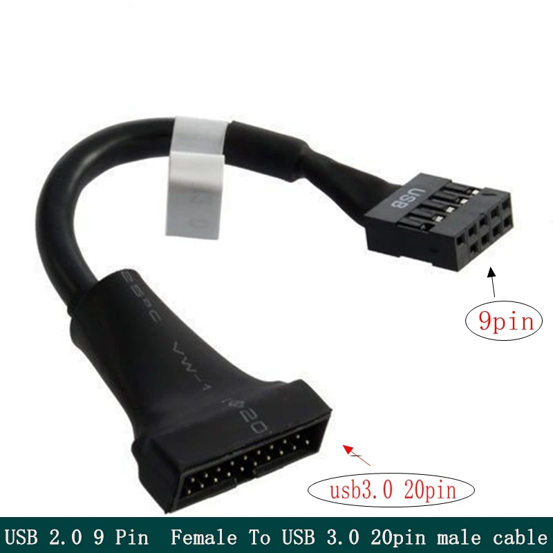 

9-контактный корпус USB 2,0, гнездо для материнской платы, USB 3,0, 20-контактный Штекерный адаптер, кабель-адаптер для ПК, компьютерный кабель